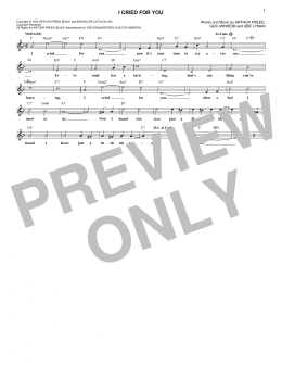 page one of I Cried For You (Lead Sheet / Fake Book)