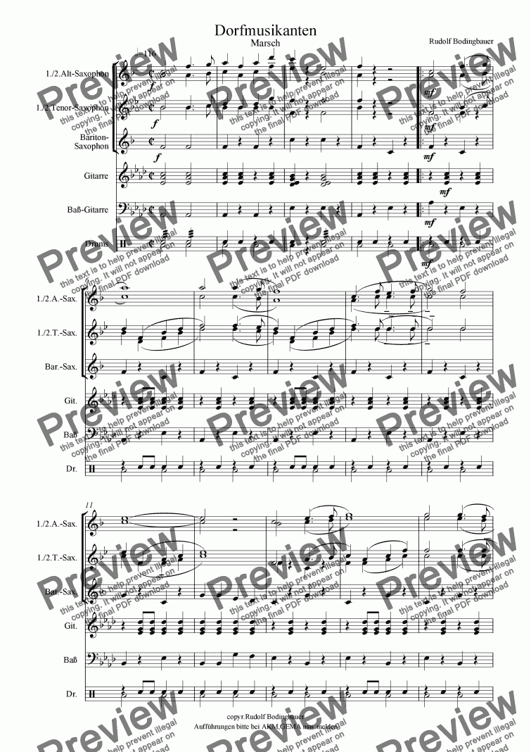 page one of Dorfmusikanten Marsch Sax u. Begl.