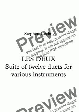 page one of LES DEUX - Full Score. Suite of twelve duets for various instruments