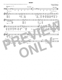 page one of Money (Lead Sheet / Fake Book)