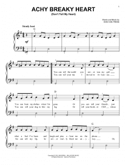 page one of Achy Breaky Heart (Don't Tell My Heart) (Very Easy Piano)