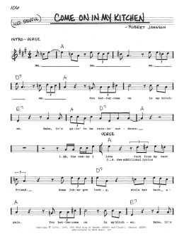 page one of Come On In My Kitchen (Real Book – Melody, Lyrics & Chords)