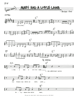 page one of Mary Had A Little Lamb (Real Book – Melody, Lyrics & Chords)
