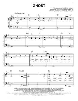 page one of Ghost (Easy Piano)