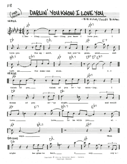 page one of Darlin' You Know I Love You (Real Book – Melody, Lyrics & Chords)