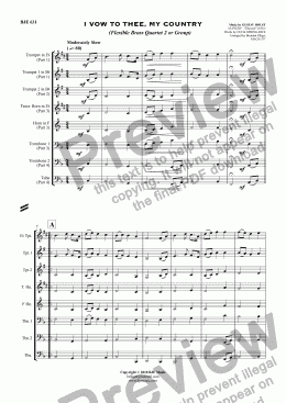 page one of I VOW TO THEE, MY COUNTRY  [Jupiter] - Flexible Brass Quartet 2 or Group