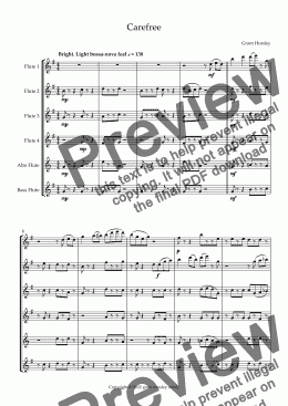 page one of "Carefree" A gentle Bossa-Nova for Flute Choir