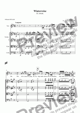 page one of SCHUBERT - Winterreise - IX: Irrlicht - arranged for Voice and string quartet