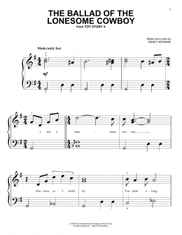 page one of The Ballad Of The Lonesome Cowboy (from Toy Story 4) (Big Note Piano)
