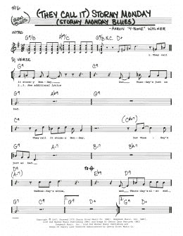 page one of (They Call It) Stormy Monday (Stormy Monday Blues) (Real Book – Melody, Lyrics & Chords)