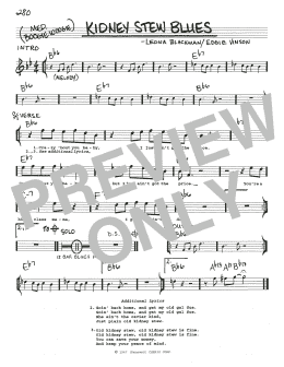 page one of Kidney Stew Blues (Real Book – Melody, Lyrics & Chords)