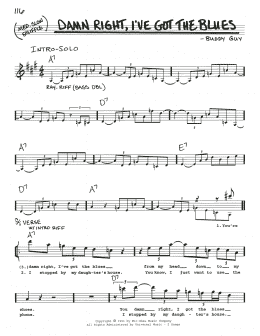 page one of Damn Right, I've Got The Blues (Real Book – Melody, Lyrics & Chords)