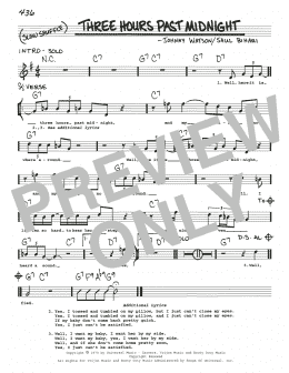 page one of Three Hours Past Midnight (Real Book – Melody, Lyrics & Chords)