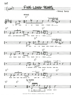 page one of Five Long Years (Real Book – Melody, Lyrics & Chords)
