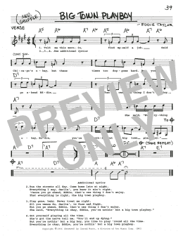 page one of Big Town Playboy (Real Book – Melody, Lyrics & Chords)