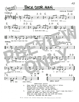 page one of Back Door Man (Real Book – Melody, Lyrics & Chords)