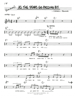 page one of As The Years Go Passing By (Real Book – Melody, Lyrics & Chords)
