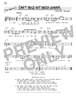 page one of Can't Hold Out Much Longer (Real Book – Melody, Lyrics & Chords)