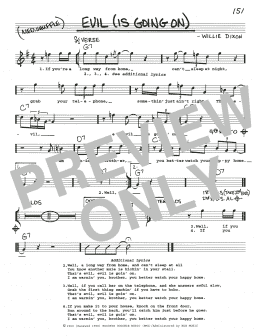 page one of Evil (Is Going On) (Real Book – Melody, Lyrics & Chords)