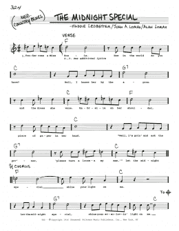 page one of Midnight Special (Real Book – Melody, Lyrics & Chords)