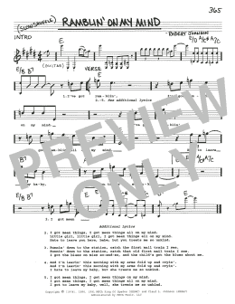 page one of Ramblin' On My Mind (Real Book – Melody, Lyrics & Chords)