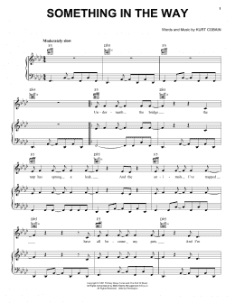 page one of Something In The Way (Piano, Vocal & Guitar Chords (Right-Hand Melody))