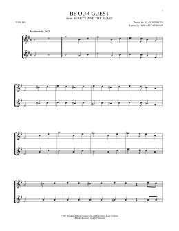 page one of Be Our Guest (from Beauty And The Beast) (Violin Duet)