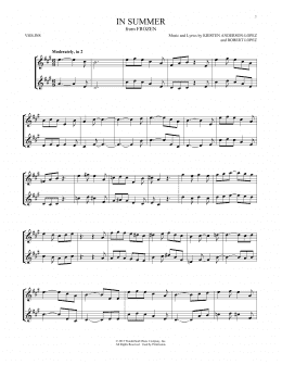 page one of In Summer (from Frozen) (Violin Duet)