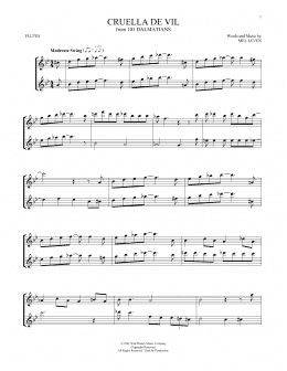 page one of Cruella De Vil (from 101 Dalmatians) (Flute Duet)