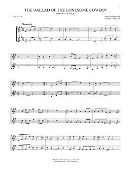 page one of The Ballad Of The Lonesome Cowboy (from Toy Story 4) (Clarinet Duet)