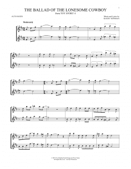 page one of The Ballad Of The Lonesome Cowboy (from Toy Story 4) (Alto Sax Duet)