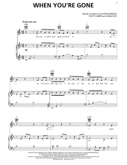 page one of When You're Gone (Piano, Vocal & Guitar Chords (Right-Hand Melody))