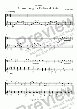 page one of A Love Song for Cello and Guitar