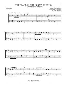 page one of The Place Where Lost Things Go (from Mary Poppins Returns) (Trombone Duet)