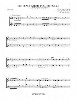 page one of The Place Where Lost Things Go (from Mary Poppins Returns) (Alto Sax Duet)