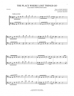 page one of The Place Where Lost Things Go (from Mary Poppins Returns) (Cello Duet)
