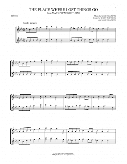 page one of The Place Where Lost Things Go (from Mary Poppins Returns) (Flute Duet)