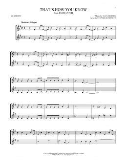 page one of That's How You Know (from Enchanted) (Clarinet Duet)