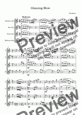 page one of Glancing Blow - Saxophone Quartet