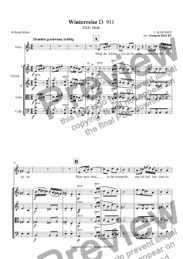 page one of SCHUBERT - Winterreise - XXII - Muth arranged for voice and string quartet