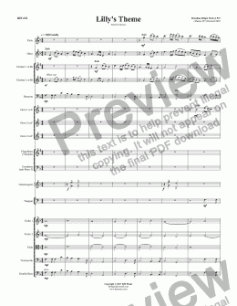 page one of Lilly's Theme - Small Orchestra