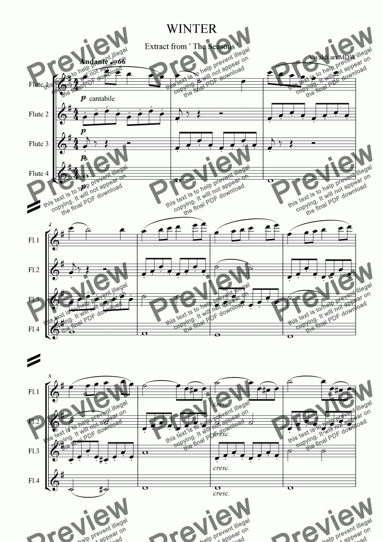 page one of Vivaldi Seasons Suite: Winter