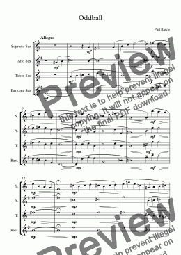 page one of Oddball - Saxophone Quartet
