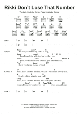 page one of Rikki Don't Lose That Number (Guitar Chords/Lyrics)