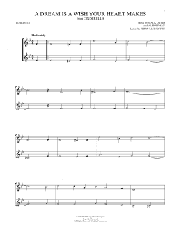 page one of A Dream Is A Wish Your Heart Makes (from Cinderella) (Clarinet Duet)