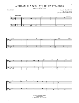 page one of A Dream Is A Wish Your Heart Makes (from Cinderella) (Trombone Duet)