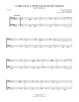 page one of A Dream Is A Wish Your Heart Makes (from Cinderella) (Cello Duet)