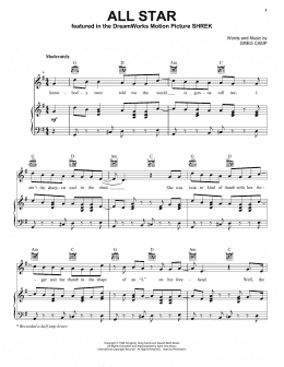 page one of All Star (Piano, Vocal & Guitar Chords (Right-Hand Melody))