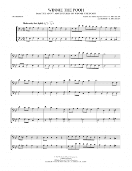 page one of Winnie The Pooh (from The Many Adventures Of Winnie The Pooh) (Trombone Duet)
