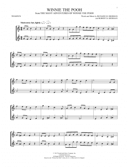 page one of Winnie The Pooh (from The Many Adventures Of Winnie The Pooh) (Trumpet Duet)